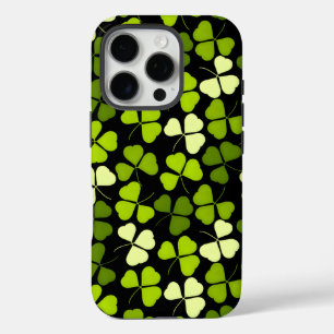 Dunkles Kleeblatt Muster grün und schwarz iPhone 16 Pro Hülle