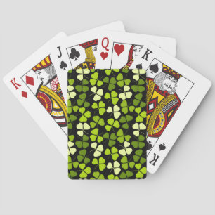 Dunkles Kleeblatt Muster grün und schwarz Spielkarten