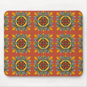 Dunkles Korallen-Victorian Fliesen-Design Mousepad