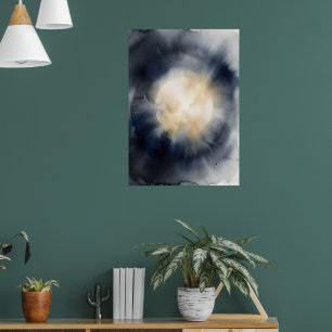 Dunkles kosmisch leuchtendes Mondnebel-Kunstposter Poster