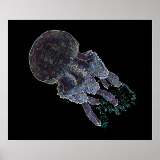 Dunkles Kunst-Quallenplakat durch J.W. Fatherree. Poster