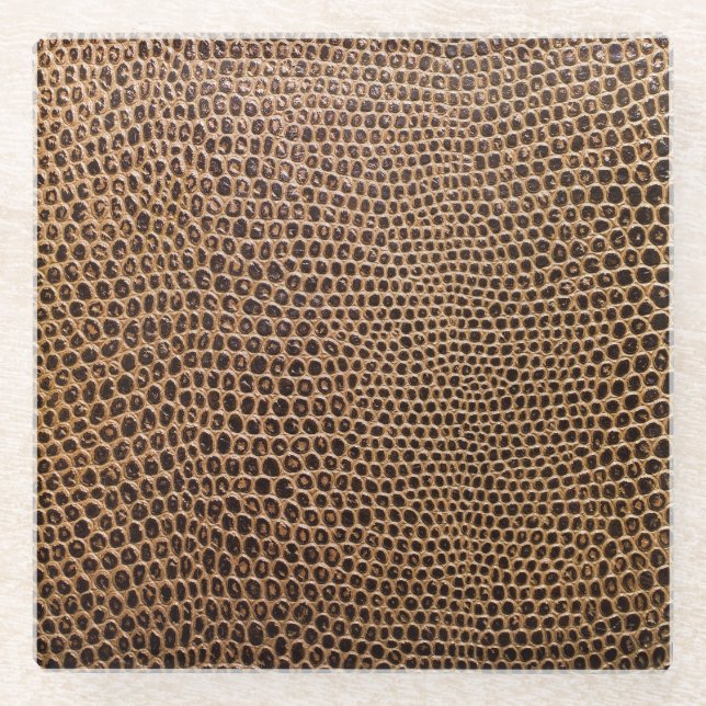 Dunkles Leder: Eleganter einfacher Hintergrund Glasuntersetzer (Vorderseite)