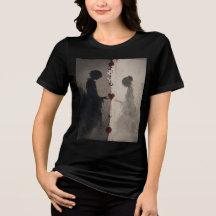 Dunkles Liebe Silhouette Künstlerische Paare T-Shi