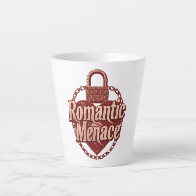 Dunkles Liebeszitat mit Ketten und Herz Milchtasse (Vorderseite)