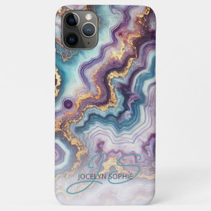Dunkles Lila Aquamarines blaues Gold-Marmor Kunstm Case-Mate iPhone Hülle