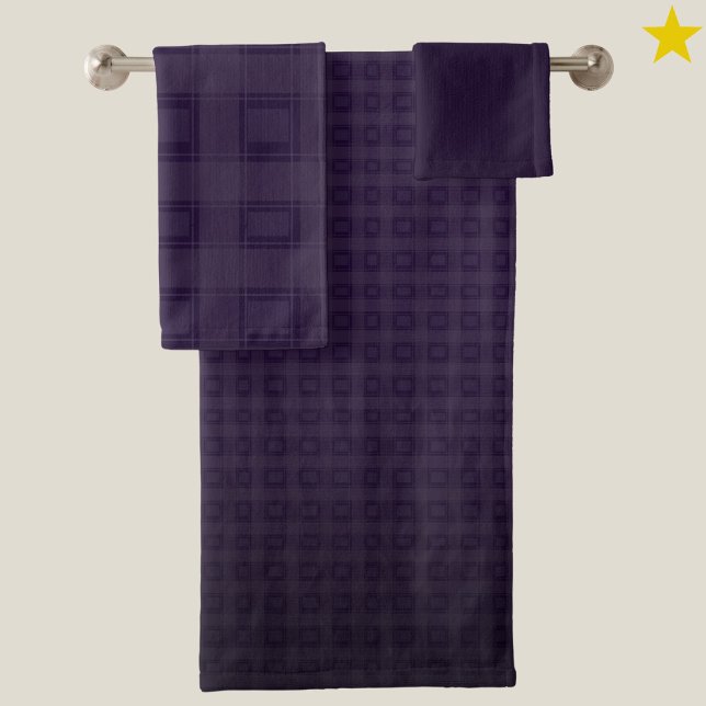 Dunkles Lila-Bade-Set im Karomuster mit Indigo-Ver Badhandtuch Set (Von Creator hochgeladen)