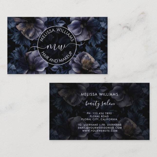 Dunkles Lila-Blumen-Logo Visitenkarte (Vorne/Hinten)