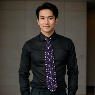 Dunkles Lila Halloween Skull Eyeballs Knochenmuste Krawatte