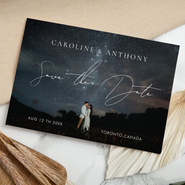 Dunkles Lila Magisches Gold QR Code Foto Save The Date (Von Creator hochgeladen)