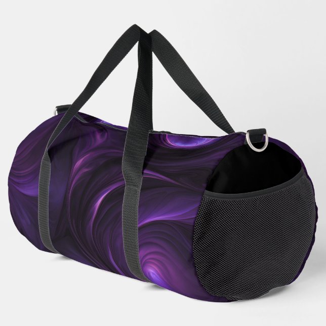 Dunkles Lila Swirbeldesign Duffle Bag (Rechte Ecke)