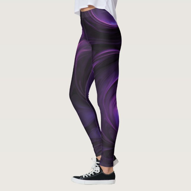 Dunkles Lila Swirbeldesign Leggings (Links)