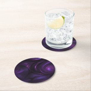Dunkles Lila Swirbeldesign Runder Pappuntersetzer