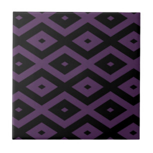 Dunkles lila und schwarzes Diamantmuster Fliese