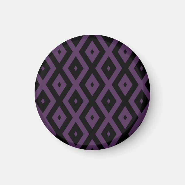 Dunkles lila und schwarzes Diamantmuster Magnet (Vorne)