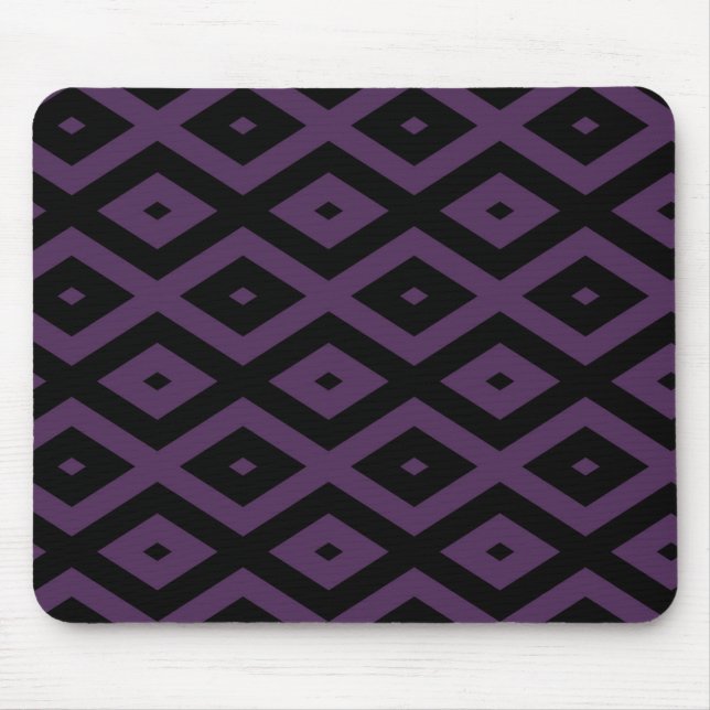 Dunkles lila und schwarzes Diamantmuster Mousepad (Vorne)