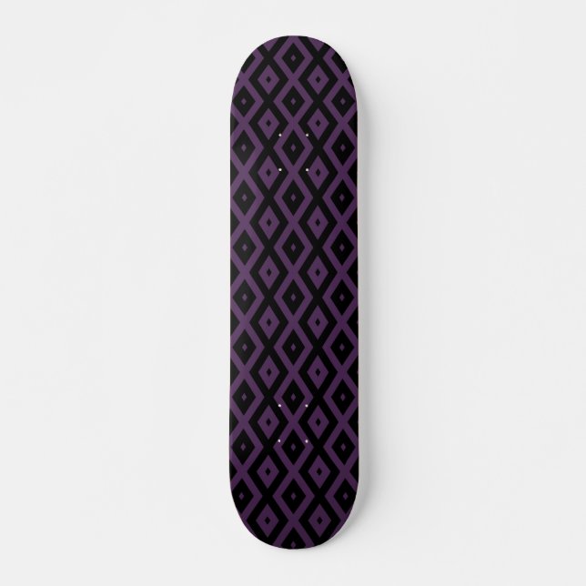Dunkles lila und schwarzes Diamantmuster Skateboard (Vorne)