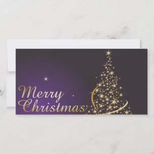 Dunkles lila Weihnachtsmotiv mit goldenem Weihnach Dankeskarte