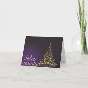 Dunkles lila Weihnachtsmotiv mit goldenem Weihnach Karte
