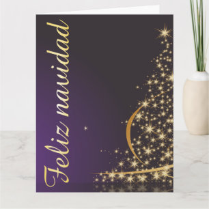 Dunkles lila Weihnachtsmotiv mit goldenem Weihnach Karte