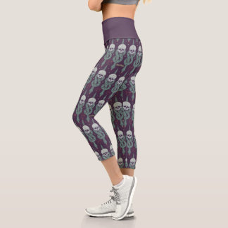 Dunkles Mal Geometrisches Icon-Muster Capri Leggings