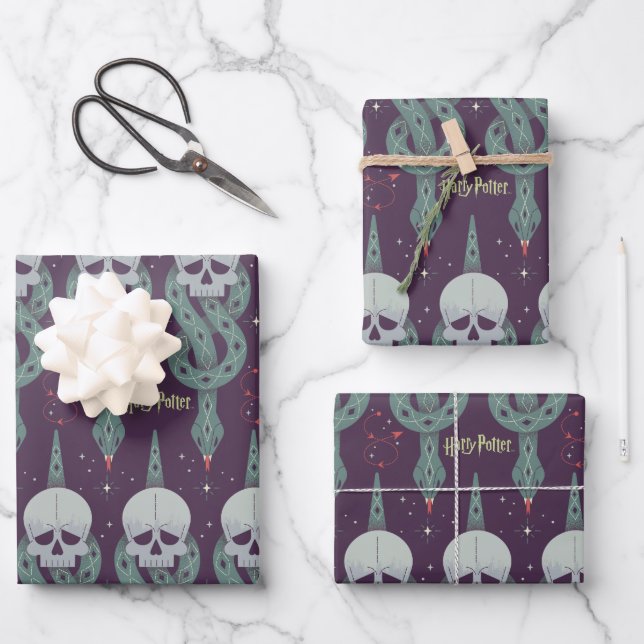 Dunkles Mal Geometrisches Symbolmuster Geschenkpapier Set (Vorderseite)