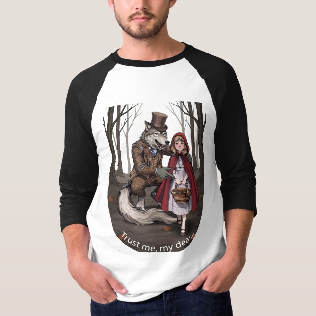 Dunkles Märchen Wolf & Rotkäppchen T-Shirt (Vorderseite)