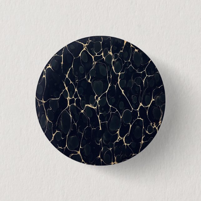 Dunkles Marmor-Muster Abstrakter Alkohol-Tinte-Sti Button (Vorderseite)