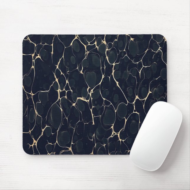 Dunkles Marmor-Muster Abstrakter Alkohol-Tinte-Sti Mousepad (Mit Mouse)