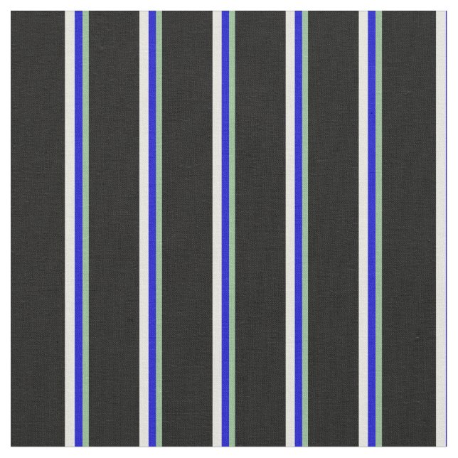Dunkles Meer grün, blau, beige und schwarze Linien Stoff (Nahaufnahme)