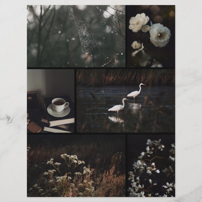 Dunkles, melancholisches Collage-Schrappbuchpapier (Vorderseite)
