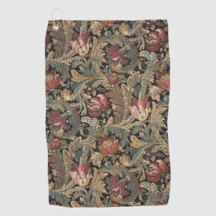 Dunkles, melancholisches, vintage-blumiges botanis golfhandtuch