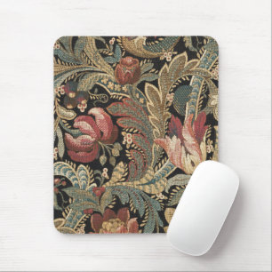 Dunkles, melancholisches, vintage-blumiges botanis mousepad