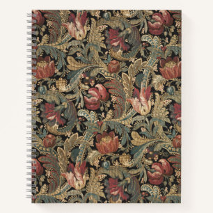 Dunkles, melancholisches, vintage-blumiges botanis notizbuch
