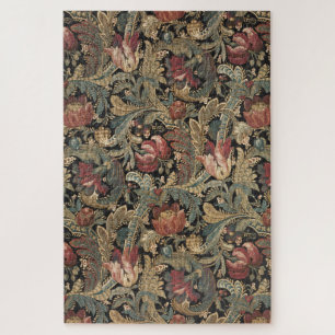 Dunkles, melancholisches, vintage-blumiges botanis puzzle