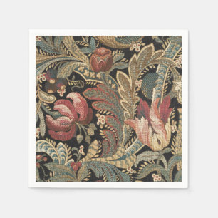 Dunkles, melancholisches, vintage-blumiges botanis serviette