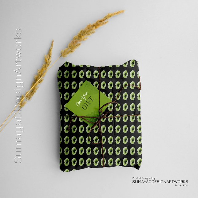 Dunkles Minimal grünes Blumenpapier Geschenkpapier (Von Creator hochgeladen)