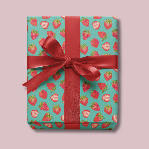 Dunkles Minz-Erdbeer-Geschenkpapier Geschenkpapier