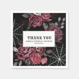 Dunkles moody Gothic florales schwarzes Brautparty Serviette