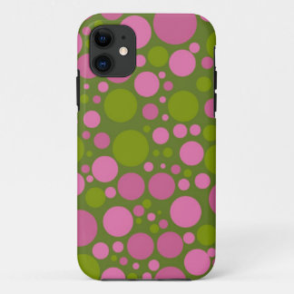Dunkles Moosgrün u. dunkle rosa Tupfen Case-Mate iPhone Hülle