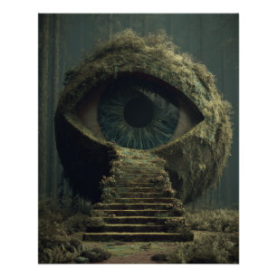 Dunkles, moosiges Auge Portal Surreal Fantasy Art Poster