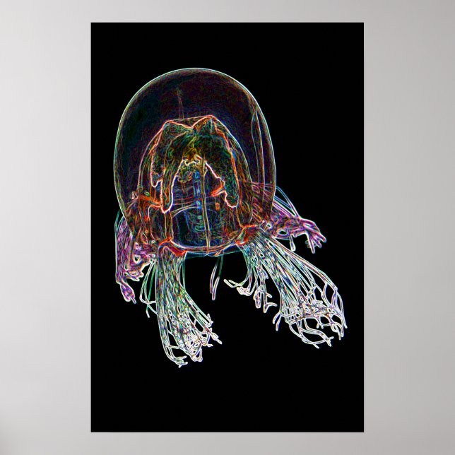 Dunkles Neon-Quallen-Poster Poster (Vorne)