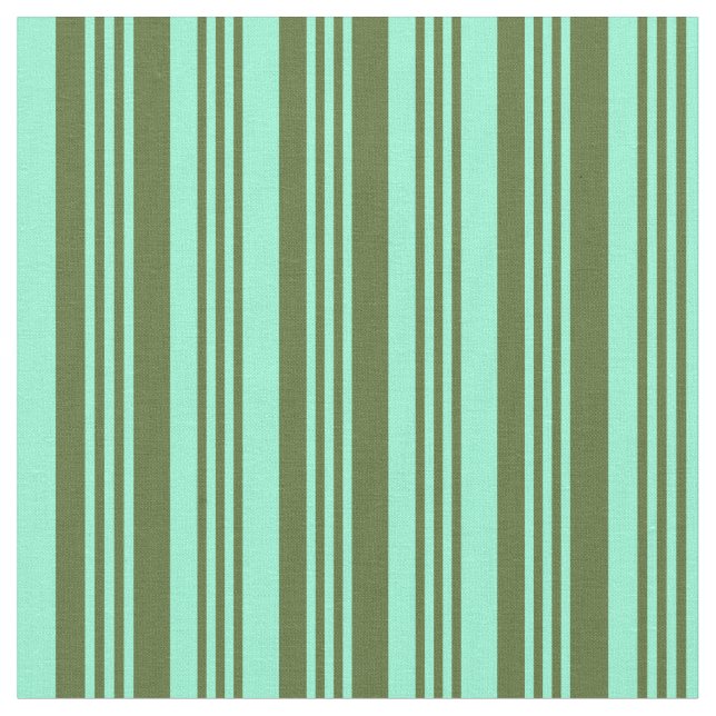 Dunkles Olive Green & Aquamarine Colodmuster Stoff (Nahaufnahme)
