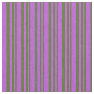 Dunkles Olive Green & Orchid Liniertes Muster Stoff