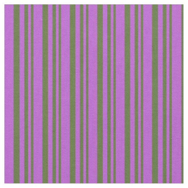 Dunkles Olive Green & Orchid Liniertes Muster Stoff (Nahaufnahme)