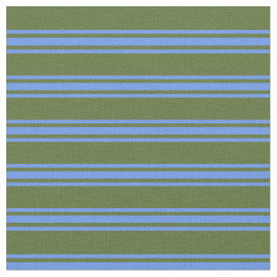 Dunkles Olive Green und Cornflower Blue Muster Stoff