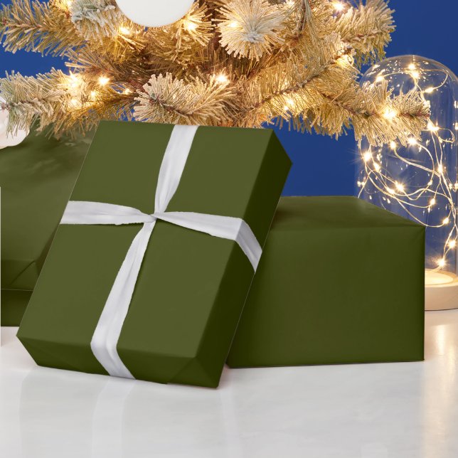 Dunkles Olivgrün einfarbig Geschenkpapier (Feiertage)