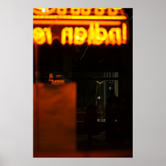 Dunkles Orange Neon - Prag Stadt Nacht Foto Poster