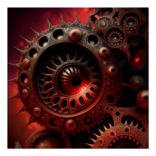 Dunkles Orange Steampunk Mandelbrot Fraktal Poster