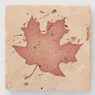 Dunkles Orangenleaf auf Creme Steinuntersetzer
