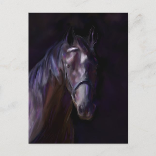 Dunkles Pferd Postkarte (Vorderseite)
